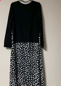 Stylish Black &amp; White Wool  Dress