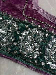 Embellished Purple Saree Blouse