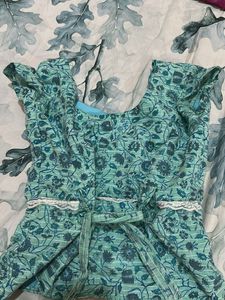 Y2k Floral button down lace trim teal crop top