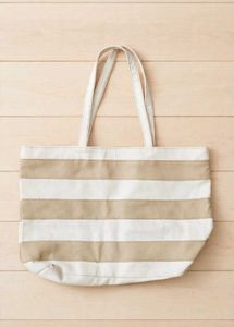 Striped Canvas Tote Bag