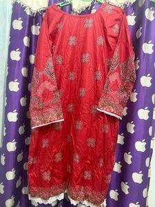 Vibrant Red Embroidered Kurta Set