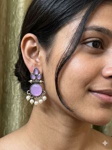 Elegant Lavender Pearl Dangle Earrings
