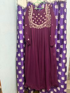 Elegant Purple Embroidered Gown