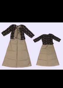 Stylish Beige Kurta with Black Net Sleeves