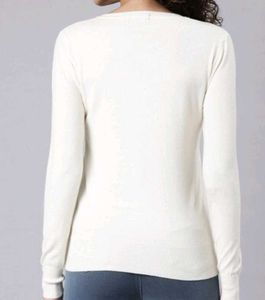 White V-neck Sweater For Women