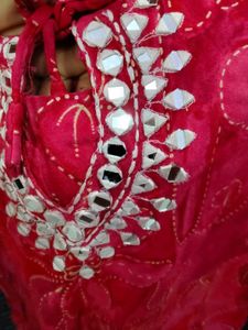 Vibrant Pink Kurta Set with Mirror Work
