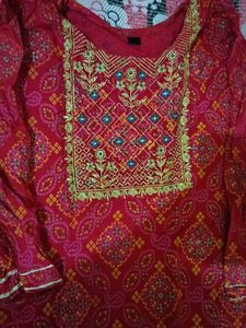 Vibrant Red Printed Kurta