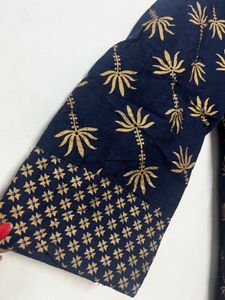Navy Blue Kurta with Gold Print