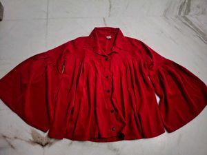Red Bell Sleeve Top