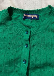 Emerald Crop Green Knit Cardigan