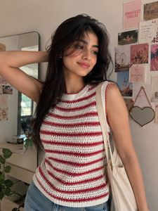 Striped Crochet Sleeveless Top