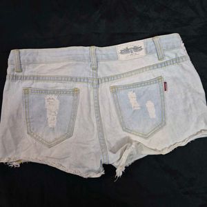 Distressed Denim Shorts with Lace y2k
