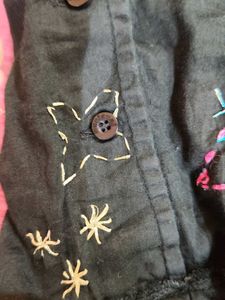 Boho Embroidered Black Dress