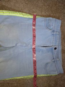 Light Blue Denim jeans with Neon Trim
