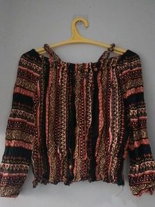 Boho Print Off-Shoulder Top