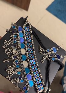 Blue Enamel Choker &amp; Earring Set