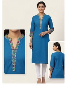 Teal Embroidered Kurta