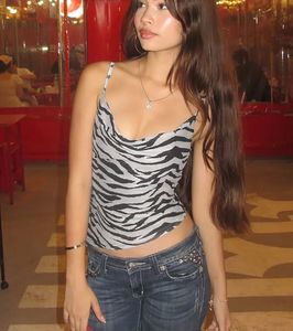 Zebra Print Asymmetrical  Tank Top
