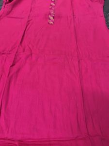 Elegant Pink Kurta with Embellished Neckline