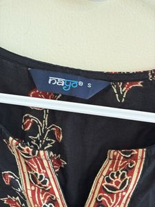 Black Floral Print Kurta