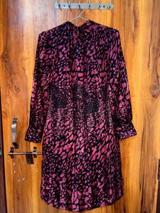 Chic Pink &amp; Purple Print Dress