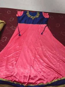 Beautiful Pink & Blue Ethnic Gown