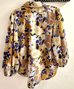 Chic Floral Print Collared Shirt and pant pair