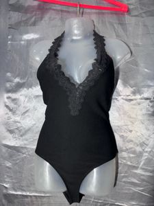 Black Halter neck lace  Bodysuit