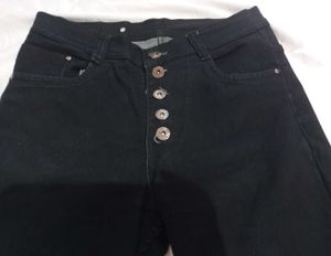 Black Button-Fly Jeans