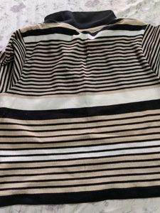 Striped Collared Knit Top