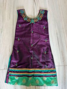 Purple &amp; Green Embroidered Salwar Kameez Suit
