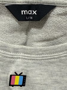 Grey Crew Neck Sweatshirt with TV Graphics