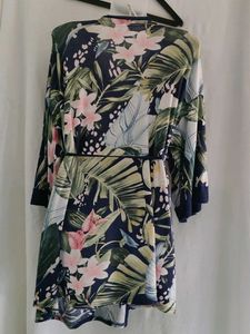 Tropical Print Wrap Robe