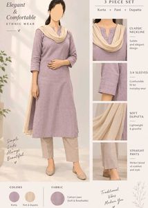 Elegant Cotton Linen Kurta Set for Women