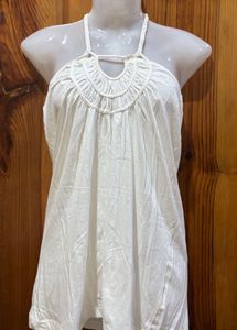 Boho White Halter Neck Top