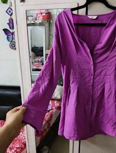 Purple Button-Down mini dress