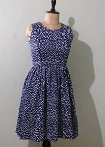 Navy Floral Print Sleeveless Dress