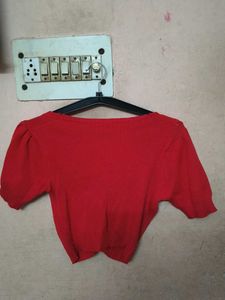 Red Ruched Front Crop Top
