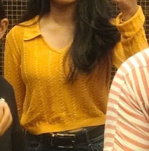 Yellow Knit-Textured light Sweater