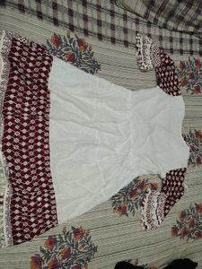 Red chinnakari short kurti