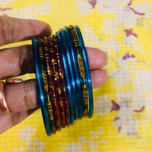 Set of 10 Blue, Green &amp; Red Bangles 💙💚❤️