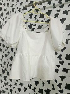 White Bow Pullover Blouse