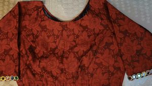 MIRROR WORK RED AND BLUE BLOUSE