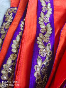 Pretty Fanta Orange Saree With Contrast Border