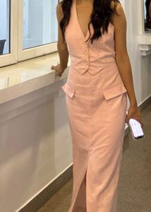 Zara Elegant Pastel Pink Sleeveless Vest Dress