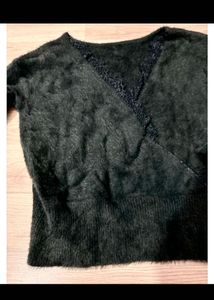 Cozy Black Fuzzy Wrap over top