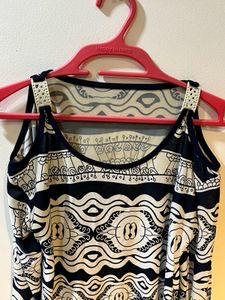 Blue Shoulder Cutout Top