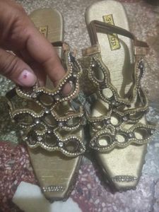 Golden Embellished sandal heels combo