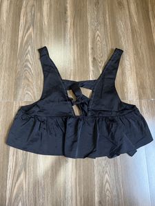 Black Satin Frilled Top