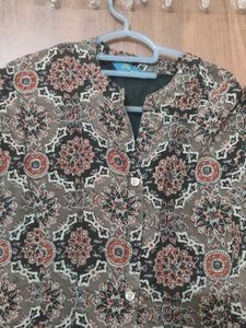 Vintage Abstract Print Button-Up Dress